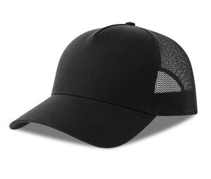 ATLANTIS HEADWEAR AT228 - 5-panel cotton trucker-style cap Black/Black