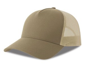 ATLANTIS HEADWEAR AT228 - 5-panel cotton trucker-style cap Khaki/ Stone
